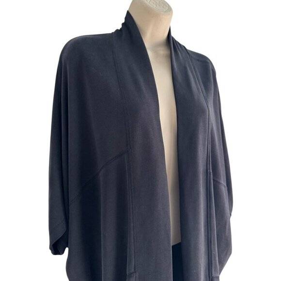 Athleta Woman's Sz S Serenity Wrap Black Short Sleeve Open Front - Picture 2 of 8